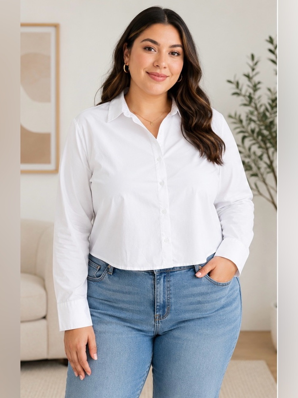 3rd+MALT Women's White Button-Up Shirt - Size
XL